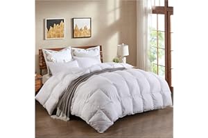 AAHO IT'S ALL ABOUT HOME Goose Feather and Down Duvet 13.5 or 15 Tog Luxury Quilt Comforter Premium Quality, Computer Quilted Self Fabric Piping, Super Soft, Warm and Cosy, Anti Allergy (15 Tog, Double)