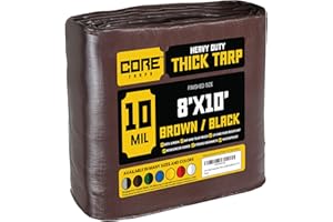 Core Tarps bache de Protection Exterieur (190 g/m²|8′ X 10′ | 2.45m X 3m | Marron/Noir) 10 Mil Haute résistance,bâche de Couverture, Bâche étanche–bâche de Protection avec œillets