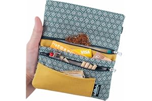 LA INDUSTRIA HANDMADE Tabaquera Tabaco de Liar, Filtros, Papel, Mechero - Funda Pitillera con Estampado Japonés 100% Algodón Orgánico