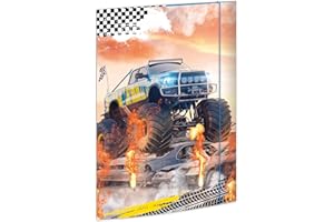 RNKVERLAG RNK Verlag 45371 - Cartella da disegno Monster Truck 310 x 440 mm, cartellina portadocumenti per DIN A3, con elastico, 1 pz.