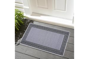 renoazul® Door Mat Non-Slip Washable Dirt Trapper Floor mat having Indoor Outdoor Utility, Kitchen and large yoga Anti Slip Mats | 50 x 80 cm - Greeky Rug - Silver & Black