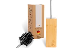 HENNEZ Silikonowa szczotka do toalety z bambusowym uchwytem na szczotkę – szczotka do WC z uchwytem, szczotka do WC