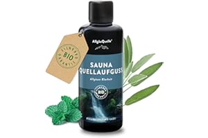‎ALLGÄUQUELLE NATURPRODUKTE AllgäuQuelle® Saunaduft Aufguss mit 100% Bio Öle Klarheit Minze Rosengeranie Salbei 100ml