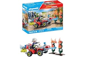 Playmobil | Action Heroes | Quad de Pompiers éteint Un feu de haie | Véhicule de Pompier | Jouet pour Enfants à partir de 4 Ans | 71825