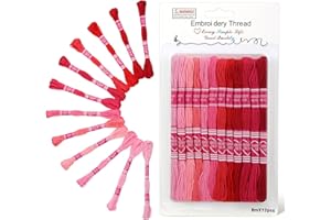 Easusy Embroidery Thread, 12 Skeins Red Series Embroidery Floss, Cross Stitch Thread for DIY Bracelet Making and Embroidery Crafts