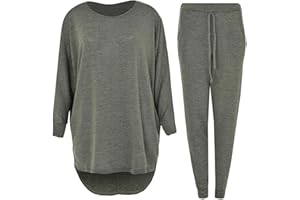 Umbrella Clothing Women's Tracksuit, 2 Piece High Low Top and Bottoms Casual Loungewear Knitted Outfit, Polyester/Elastane, XL, Female, Tracksuit