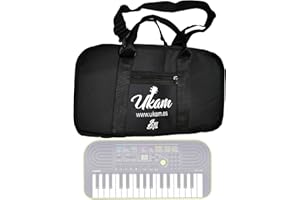 Ukam Funda Mini-teclados Casio SA46/SA47,los nuevos SA-50/SA-51, OQAN QKB32 y KURZWEIL KP10.Medidas:47x25x7cm con Bandolera Fabricado en España(Made IN Spain) (Acolchado 5mm.+Bandolera y Bolso)