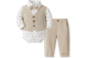 Volunboy Completo Elegante Bambino Camicie + Papillon + Gilet + Pantaloni, Ragazzo Abbigliamento 4 Pezzi Gentleman Cerimonia Nozze