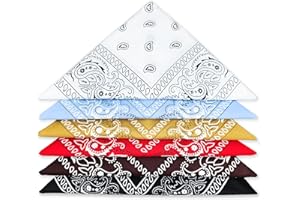 LISOPO Bandanas Foulards Accessoire 6 pcs Bandanas Fichu Mouchoir Unisexe,Bandeau de Cheveux,Echarpe de Cou, Foulards en Coton Rétro Style Multicolore Multifonction pour Femme Homme