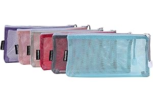 Sea Team 6 pièces Trousse de Toilette de Voyage Portable Multicolore Sac de Rangement de Maquillage cosmétique en Filet en Nylon avec Fermeture à glissière