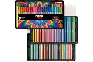 STABILO Pen 68 - Pennarello Premium - ARTY - Scatola in Metallo da 50 - Colori Assortiti