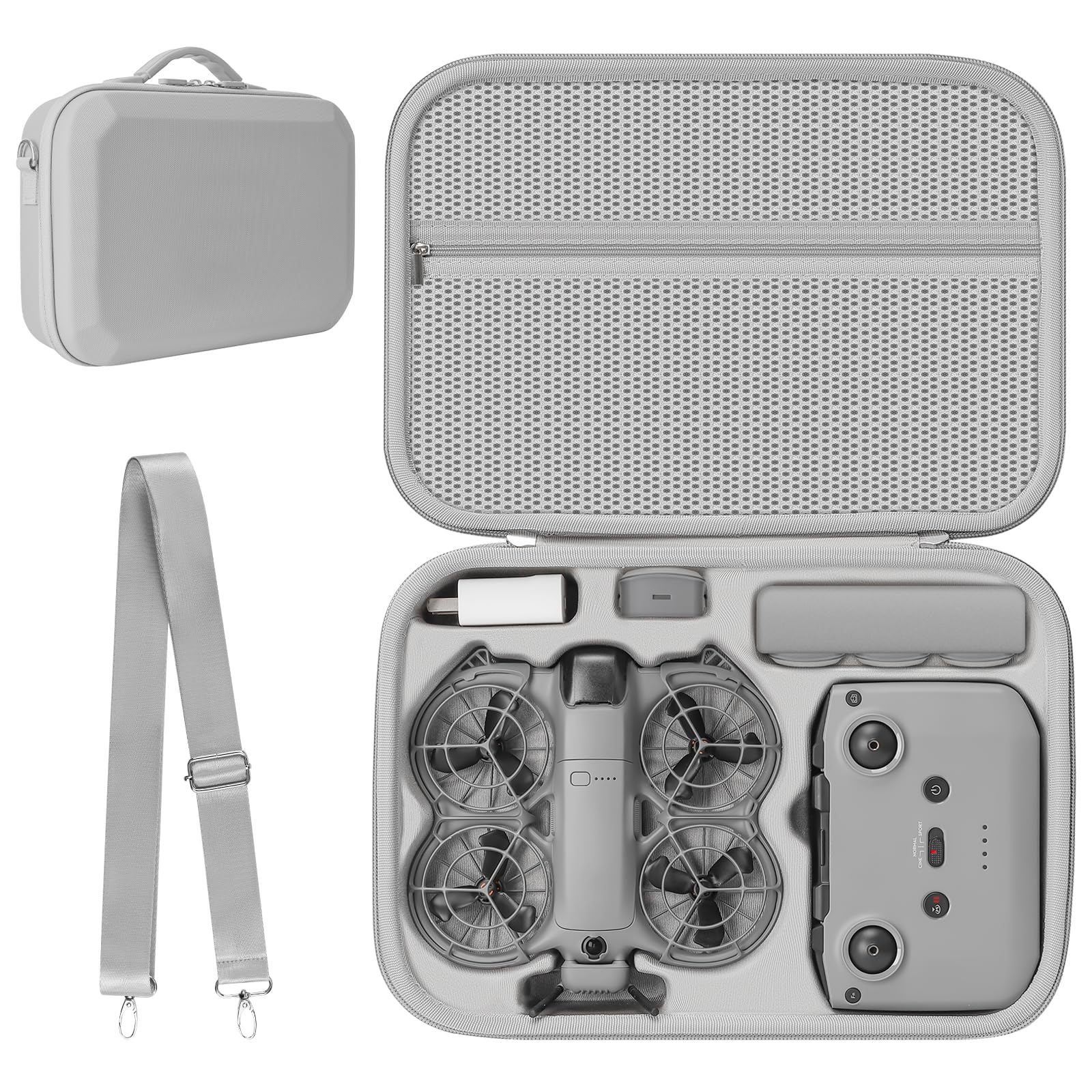 Puasok Case for DJI Neo 2 Case, Carry Case for DJI Neo 2 Fly More Combo Accessories, Compact Travel Bag for RC-N3 Controlle/Neo2 Battery Case, for Drone Protection/Storage - 1