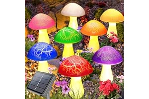 Homeleo 8-Pack Multicoloured Solar Mushroom Garden Stake Lights; Waterproof Cracked Mushroom Lights For Garden, Patio Yard Fence Decor