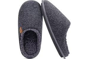 KuaiLu Chaussons Homme Chaudes Pantoufles Hiver pour La Maison en Mousse à Mémoire de Forme,Léger Semelles antidérapantes Slippers pour Intérieur Extérieur Taille 40-49