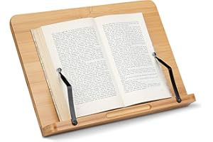 Navaris Leggio Portalibri Tablet e-Reader Libri Cartacei 34 x 24cm - Espositore Legno per Libro Cucina Supporto PC - Cavalletto Inclinazione Regolabile