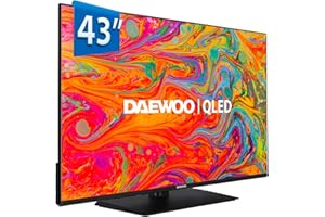 Daewoo 43DM65QV - QLED Smart TV 43 Pulgadas 4K HDR, Dolby Vision & Dolby Atmos, Compatible con Alexa, Peana Central, Diseño sin Marcos