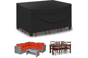 Aicharynic Abdeckung für Gartenmöbel, 420D Oxford Reißfest Abdeckhaube Gartenmöbel Abdeckplane, Gartentischabdeckung Möbelsets, wasserdichte Schutzhülle Atmungsaktives Rechteckig (135 x 135 x 75cm)