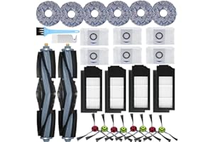 AiLomey Accessoires pour Ecovacs Deebot X1 Omni / X1 e Omni / X1 Turbo Aspirateur, 2 Brosse principale, 8 Brosses Latérales, 6 Serpillière, 4 Filtres, 6 Sacs, 2 Brosse de Nettoyage