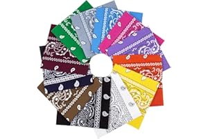 Justay Sowarm 12 Pack 100% Baumwolle Bandana Kopftuch, Paisley Bandana Unisex Bandana Damen und Herren Halstuch Kopftuch Kopf Haar Schal Nickituch Vierecktuch Armtuch
