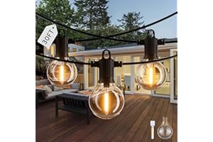ZOTOYI 30FT/9M Lucine da Esterno Giardino LED - IP65 Impermeabile G40 Luci da Esterno Catena con 10 Lampadine in Plastica Bianca Calda Materiale del filo di rame puro per Giardini Negozi Bar Esterno