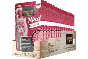 Leonardo Bolsas [16x85g Puro en Ternera] | Alimento húmedo sin Cereales para Gatos | Alimento Completo en prácticas raciones Individuales