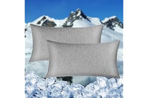 ‎HOMFINE HOMFINE kühlender Kissenbezug 2er Set - 40x80 Kuhlmatte für Mensch,Cooling Pillows,Nachtschweiß,Superweiche seitenschläferkissen Kissenhülle, Arc-Chill Kühlfaser Doppelseitiges,abkühlung Sommer, Grau