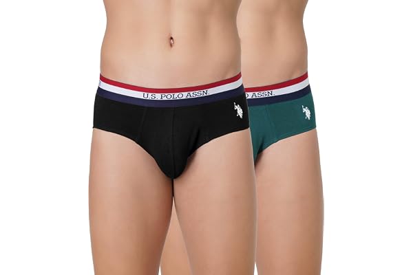 U.S. Polo ASSN. Mens EB002 Anti Microbial Signature Cotton Stretch Underwear Brief -Pack of 2