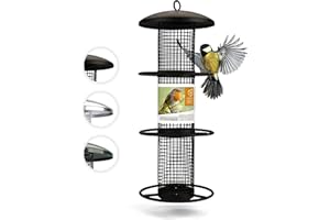 wildtier Herz I Comedero para Pájaros de Metal I Altura 25cm I para Cacahuetes - Columna de Alimentación, Silo, Comedero para Pájaros Aves en Jardin y Balcon (Negro)