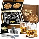 Whisiskey – whiskyglas set – whiskytillbehörsset – 8 whiskystenar – whiskyglas – presenter för män – julklappar – 2 glas, tån