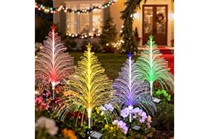 TOPVELO 2 Packs Christmas Tree Solar Garden Light with Multi-Colored Change, Auto ON/OFF Outdoor Yard Light, Solar Lighting for Garden, Porch, Christmas and Festival Decoration