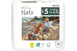 Eco by Naty Pañales Bebé Pants - Pañales braguita hipoalergénicos y sin productos químicos, absorbentes y ecológicos para niños y niñas (Talla 5 - 80 unidades)