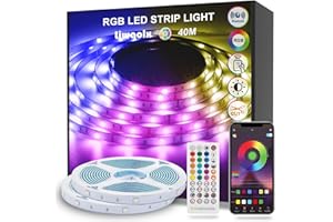‎LIWQOLX Liwqolx LED Strip 40m, Bluetooth LED Streifen Selbstklebend, RGB Led Band mit Fernbedienung und APP, Farbwechsel mit Musik, Dimmbar Led Lichterkette für Zuhause, Schlafzimmer, Küche, Decke, Party