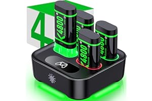HEYLICOOL 4x4800mWh Rechargeable Battery Pack for Xbox Controller, Fast Charging Batteries for Xbox One/Series X|S with Charger Station & Light Control