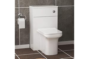 ROYAL BATHROOMS.CO.UK Bathroom Crosby Rimless Back to Wall Toilet with WC Unit Furniture + Seat & Cistern - Gloss White