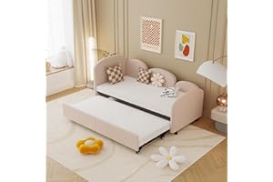 Gegtuon Polsterbett Bett 90x200 für Kinder, Kinderbett Einzelbett Schlafsofa Sofabett mit Ausziehbares Bett, Jugendbett Tagesbett Funktionsbett Bettgestell mit Lattenrost, ohne Matratze, Samt, Rosa