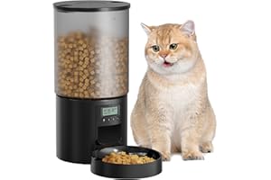POOEKEN Comedero Automático para Gatos: Comida Automática para Gatos con Temporizador de Programa de Alimentación Cuenco de Alimentación de 6L con Alimentador Automático Dispensador Automático