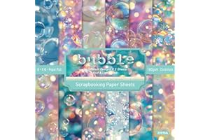 COMFORSO 24 Sheets Scrapbooking Cardstock Paper Pads 12 Styles Super Dreamy Bubble Pattern Decoratives Paper 6x6 Festival Decor Craft Papers,Scrapbook Supplies DIY Card Making Photo Album (Bubble, 6 inch)