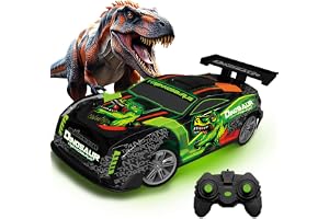 Fjärrkontrollbil för Barn med Ljus, 15KM/H Dinosaurie Fjärrstyrd bil, 1/16 Monster Truck med 2 Uppladdningsbara Batterier 1 T