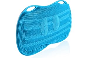 Kalolary Duża silikonowa mata prysznicowa z antypoślizgowymi przyssawkami, do czyszczenia złuszczających się stóp i masażu stóp bez schylania się, łatwa do czyszczenia (niebieska)