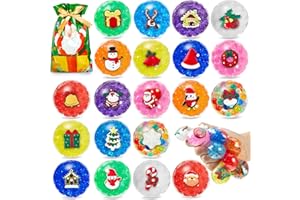 FIDWOD 20PCS Christmas Stress Ball Mochi Squishy Toys for Kids: Party Bag Fillers Sensory Gifts Pack - Christmas Stocking Fillers - Fidget Toys Set Balls with Water Beads
