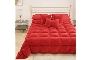 PETTI Artigiani Italiani - Trapunta in Morbido e Caldo Velluto 350 g/m², Piumone Singolo, Double Face, Trapunta Singola: 160x260 cm, Rosso, 100% Made in Italy