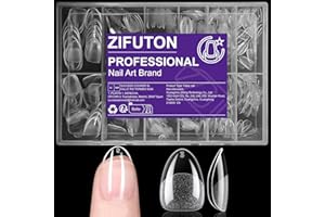 ZIFUTON 480 pezzi Unghie Finte Mandorla Extra corte, 12 Taglie Tip a Mandorle Unghie Finte Con Custodia - Ideale Per Donne, Saloni E estetista, Saloni di Manicure Professionale, Nail Art