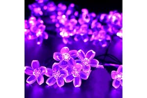 Clearhill 2-pack ljusslinga batteri och USB-driven 6 m / 19,6 fot lila 40 LED körsbärsblomsslinga, inomhus/utomhusdekoration