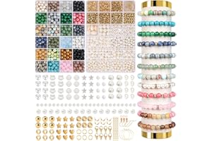 ARTREE Natürliche 8mm Perlen Für Armbänder,Edelstein Perlen Set Perlen Armbänder Selber Machen, Glasperlen Set mit Zubehör für Armband Halskette Schmuckherstellung
