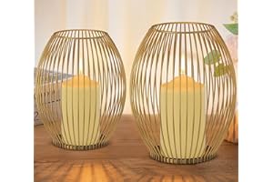 GoMaihe Juego de 2 candelabros, decoración para salón, dormitorio, baño, portavelas para velas de pilar, vintage, decoración de mesa, Navidad, boda, regalo, metal, apertura y cierre, dorado