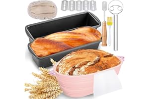 SUNXBUK 8 Pezzi Stampo Pane,Stampo Plumcake Silicone,Teglia Forno,Cestino Lievitazione Pane,Cestino Panes,Teglia Forno Rettangolare,Teglie da Forno,Cestini Lievitazione Panes