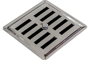DEMLOU Regulowana Niemagnetyczna Kratka Wentylacyjna ze Stali Nierdzewnej, Regulowany Nawiewnik INOX AISI 316, Regulowana Kratka Wylotowa/Wlotowa Powietrza Konwekcyjnego, Dyfuzor Powietrza. (15 x 15 cm)