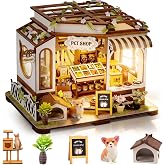 lovelyhome DIY Minyat&uuml;r Ev Seti, Mobilya ve LED'li K&uuml;&ccedil;&uuml;k Ev Evcil Hayvan D&uuml;kkanı, Yetişkinler İ&ccedil;in DIY Dollhouse Minyat&uuml;r Kit