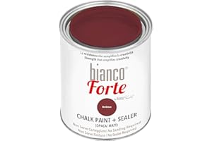 BIANCO SHABBY Bianco Forte - Burdeos - (1L) Pintura a la Tiza con Acabado/Protección 2 en 1: Chalk Paint Súper Resistente para Muebles, Paredes y Puertas – Secado Rápido, Interior/Exterior, Mate