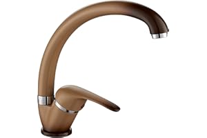 ambrosiana SEI1406CAN Rubinetto miscelatore lavello cucina/lavanderia con canna alta Ambrosiana serie Sei in ottone color terra di francia con areatore a risparmio idrico, terra di francia